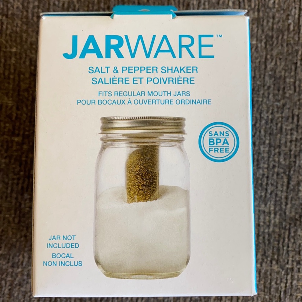 Salt and pepper shaker attaches to canning jars.